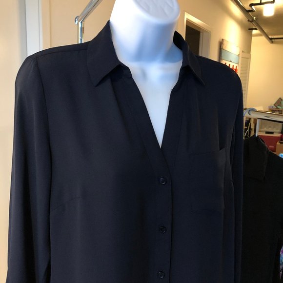 The Limited // Navy Blue Button Down Blouse - Picture 1 of 5